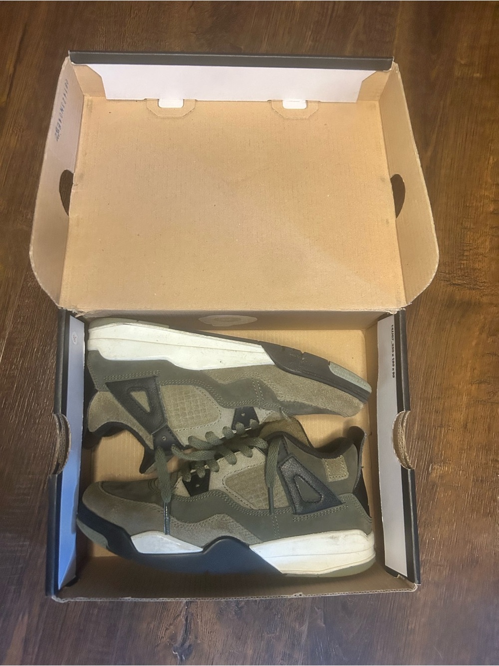 Jordan Kids Olive Green and Black Retro Sneakers